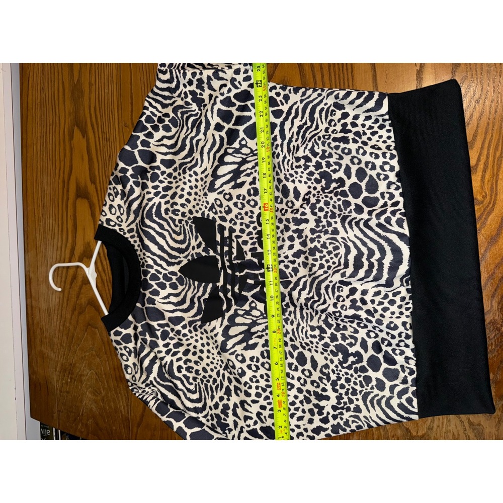 Adidas Originals Women Animal Print Trefoil Sweatshirt Leopard Zebra Black White View 5